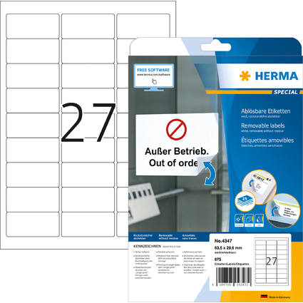 HERMA Etiquette universelle SPECIAL, 63,5 x 29,6 mm, blanc