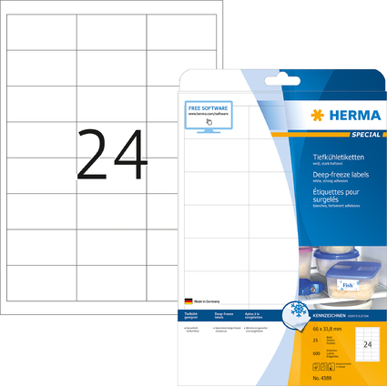 HERMA Etiquettes pour surgels SuperPrint, 66 x 33,8 mm,