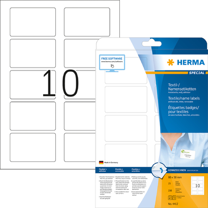 HERMA Etiquettes-badges SPECIAL, 80,0 x 50,0 mm, blanc