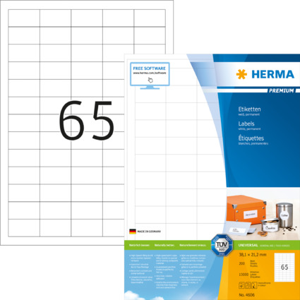 HERMA Etiquette universelle PREMIUM, 38,1 x 21,2 mm, blanc