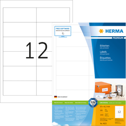HERMA Etiquette universelle PREMIUM, 97,0 x 42,3 mm, blanc