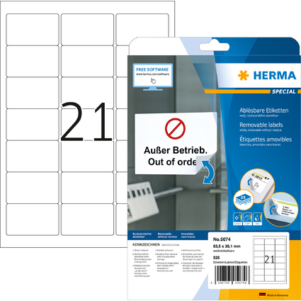 HERMA Etiquette universelle SPECIAL, 63,5 x 38,1 mm, blanc