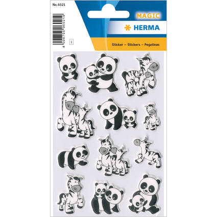 HERMA Sticker MAGIC "Familles de pandas et de zbres", Foam