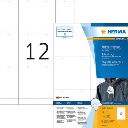 HERMA Etiquette  suspendre SPECIAL, 93,5 x 52,5mm, blanc