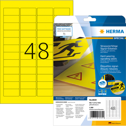 HERMA Etiquette signaltique SPECIAL, 45,7 x 21,2 mm, jaune
