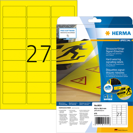 HERMA Etiquette signaltique SPECIAL, 63,5 x 29,6 mm, jaune