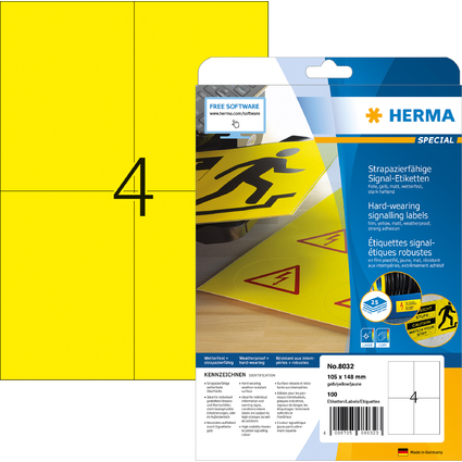 HERMA Etiquette signaltique SPECIAL, 105 x 148 mm, jaune