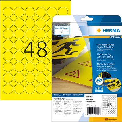 HERMA Etiquette signaltique SPECIAL, diamtre: 30 mm, jaune
