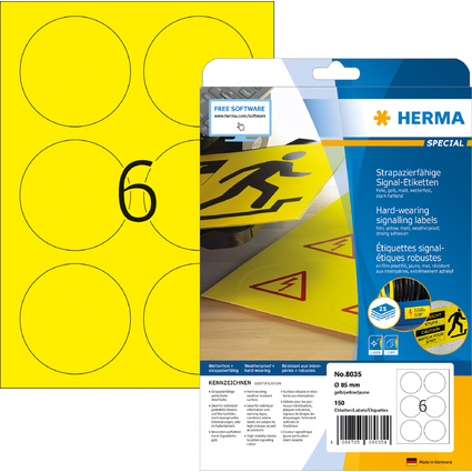 HERMA Etiquette signaltique SPECIAL, diamtre: 85 mm, jaune