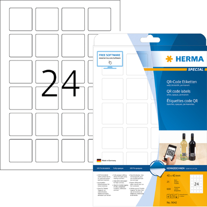 HERMA Etiquette code QR, 40 x 40 mm, carr