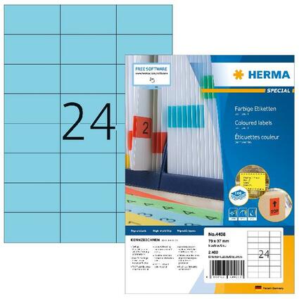 HERMA Etiquette universelle SPECIAL, 70 x 37 mm, bleu