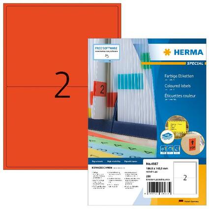 HERMA Etiquette universelle SPECIAL, 199,6 x 143,5 mm, rouge