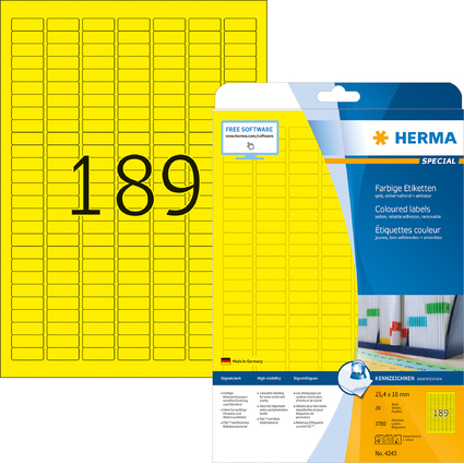 HERMA Etiquette universelle SPECIAL, 25,4 x 10 mm, jaune
