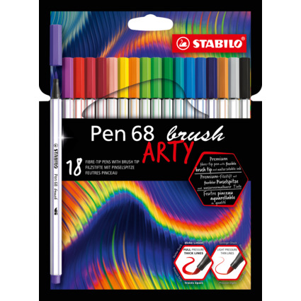 STABILO Feutre pinceau Pen 68 brush ARTY Edition, tui de 18