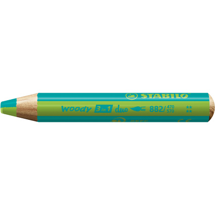 STABILO Crayon multi-talents woody 3en1 duo, turquoise/vert