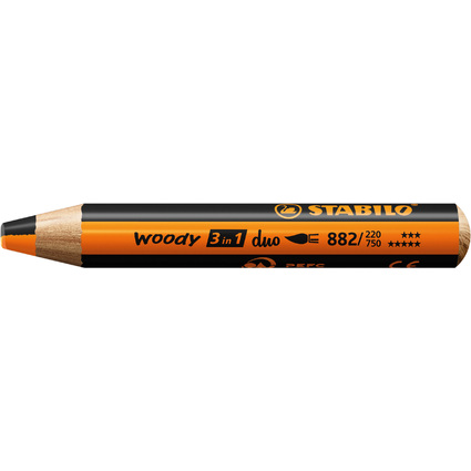 STABILO Crayon multi-talents woody 3en1 duo, orange/noir