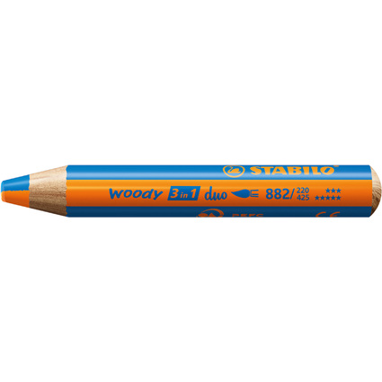 STABILO Crayon multi-talents woody 3en1 duo, orange/bleu