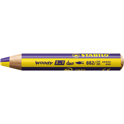 STABILO Crayon multi-talents woody 3en1 duo, jaune/violet