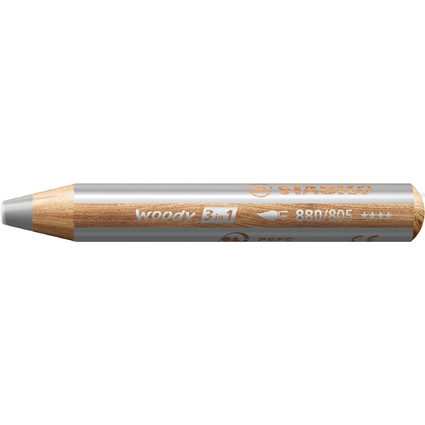 STABILO Crayon multi-talents woody 3 en 1, rond, argent
