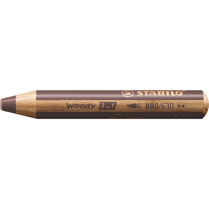 STABILO Crayon multi-talents woody 3 en 1, rond, marron