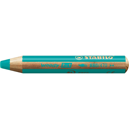 STABILO Crayon multi-talents woody 3 en 1, rond, vert jade