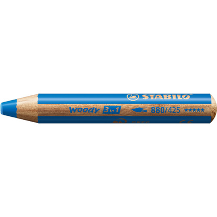 STABILO Crayon multi-talents woody 3 en 1, rond, bleu