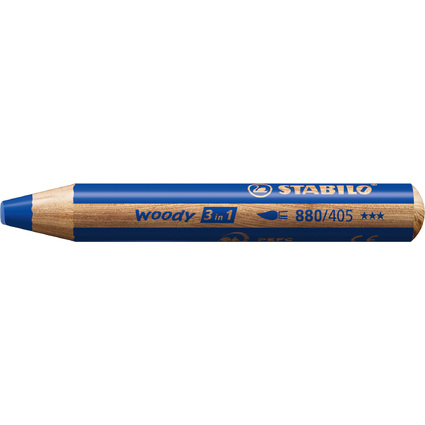 STABILO Crayon multi-talents woody 3 en 1, rond, bleu fonc