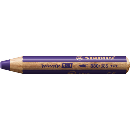 STABILO Crayon multi-talents woody 3 en 1, rond, violet