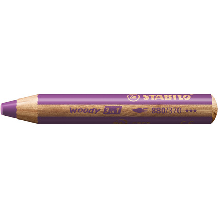 STABILO Crayon multi-talents woody 3 en 1, rond, mauve lilas
