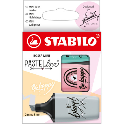 STABILO Surligneur BOSS MINI Pastellove 2.0,tui carton de 3