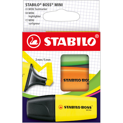 STABILO Surligneur BOSS MINI, tui en carton de 3