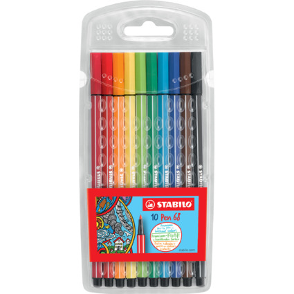 STABILO Feutre Pen 68, tui en carton de 10