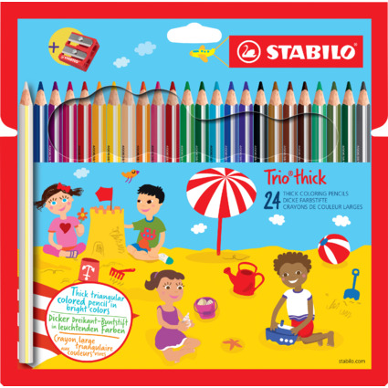 STABILO Crayon de couleur Trio long, corps large, tui de 24