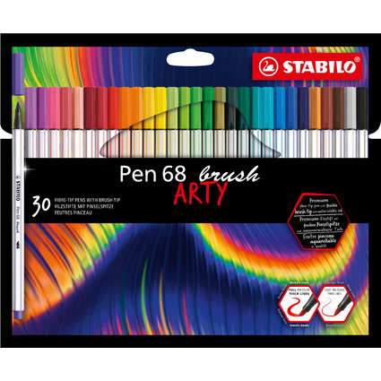 STABILO Feutre pinceau Pen 68 brush ARTY Edition, tui de 30