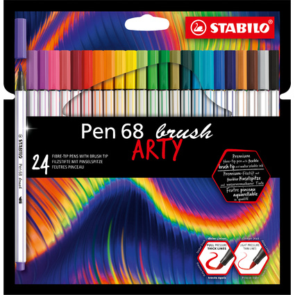STABILO Feutre pinceau Pen 68 brush ARTY Edition, tui de 24