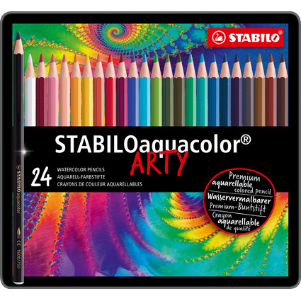 STABILO Crayon de couleur aquacolor "ARTY", tui mtallique