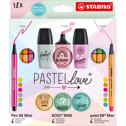 STABILO Kit criture Mini World Pastellove, tui de 18