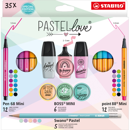 STABILO Kit criture Mini World Pastellove, tui de 35