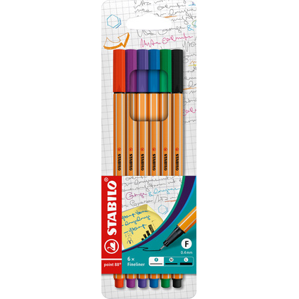 STABILO Feutre  pointe fine point 88, tui carton de 6