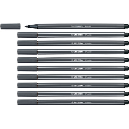 STABILO Stylo feutre Pen 68, gris noir