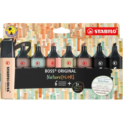 STABILO Surligneur "BOSS ORIGINAL" NatureCOLORS, tui de 8