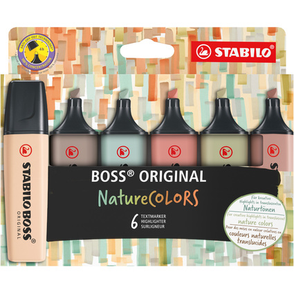 STABILO Surligneur "BOSS ORIGINAL" NatureCOLORS, tui de 6