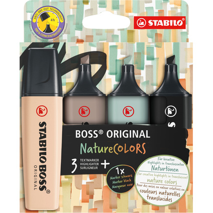 STABILO Surligneur "BOSS ORIGINAL" NatureCOLORS, tui de 4