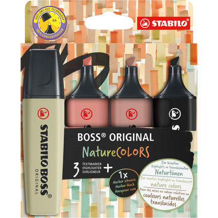 STABILO Surligneur "BOSS ORIGINAL" NatureCOLORS, tui de 4