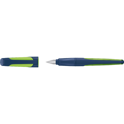 STABILO Stylo plume EASYbuddy L, gaucher, bleu acier/lime