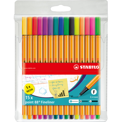 STABILO Feutre  pointe fine point 88, tui carton de 15