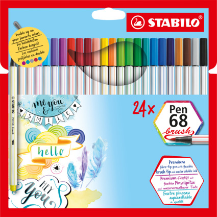 STABILO Feutre pinceau Pen 68 brush, tui en carton de 24