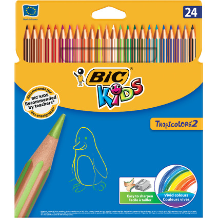 BIC KIDS Crayons de couleur Tropicolors, tui en carton