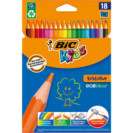 BIC KIDS Crayons de couleur Evolution ECOlutions, tui en