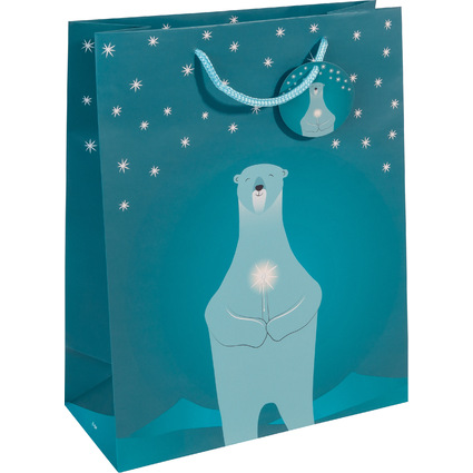 sigel Sac cadeau de Nol "Polar bear with candle", grand